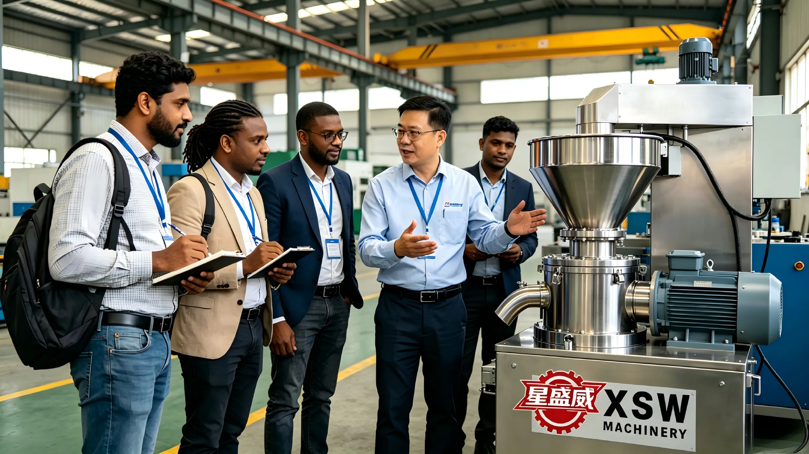 Un equipo de agentes extranjeros llegó a la fábrica de maquinaria de Xingshengwei para realizar inspecciones de campo y comunicaciones comerciales